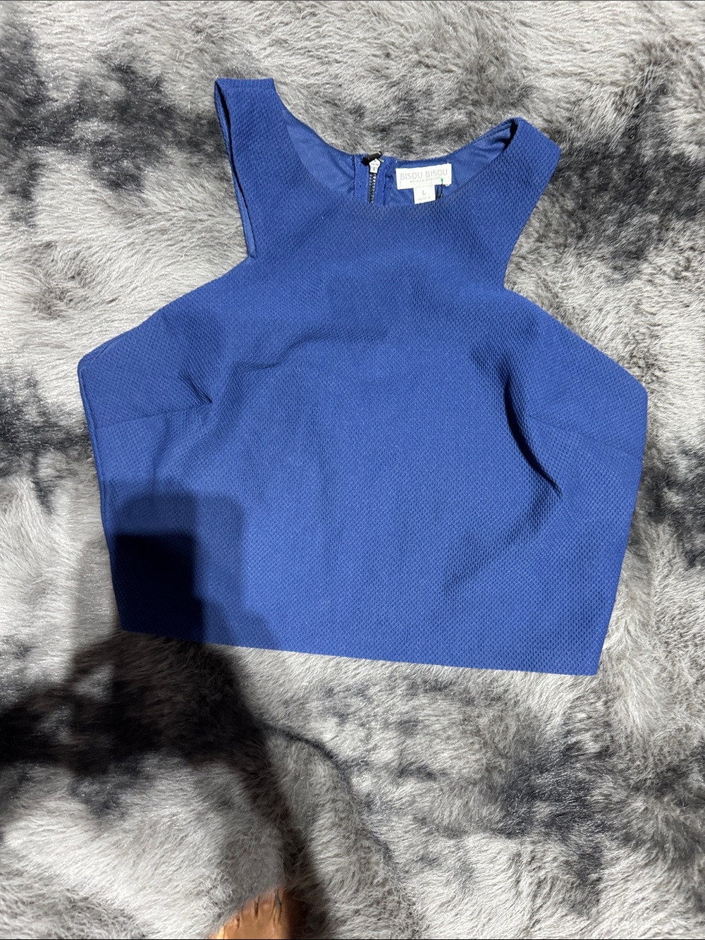 Bisou Bisou Cobalt Blue Cropped Sleeveless Top